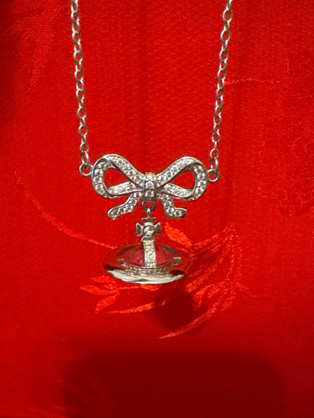 Vivienne Westwood Silver Bow & Orb Necklace